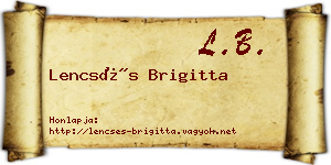 Lencsés Brigitta névjegykártya